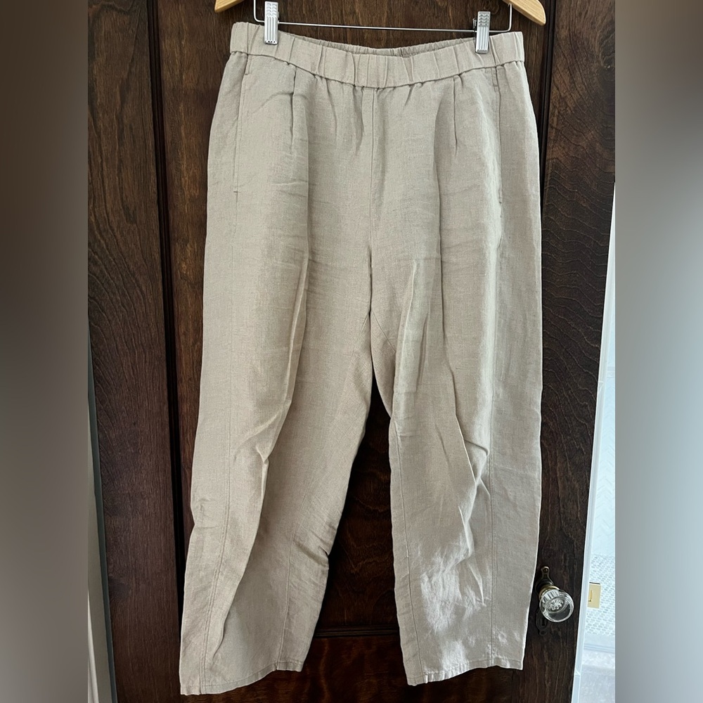 Eileen Fisher Linen Pants in Light Beige